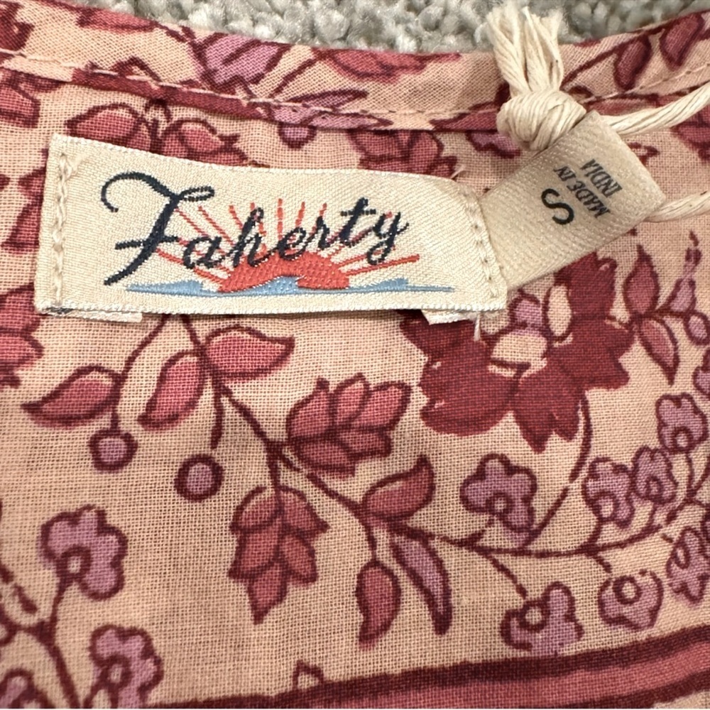 Faherty Adella Pink Floral Organic Cotton Jumpsuit Size Small NWT - Picture 5 of 11